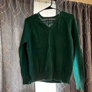 Jeanne Pierre Green V Neck Sweater - Size Medium